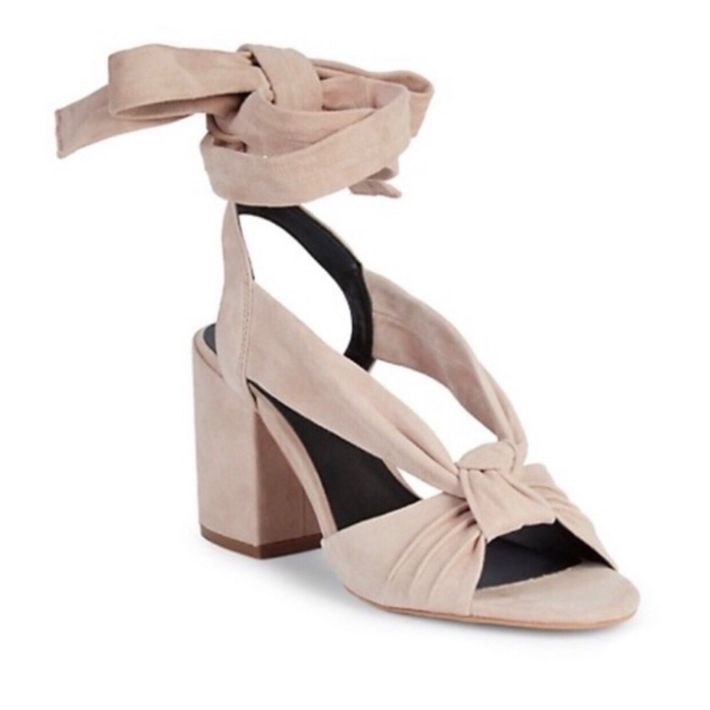 Rebecca Minkoff velvet block heels Casie Sandals pink suede 7.5